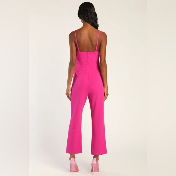 New Lulus Signature Cutie Hot Pink V-Neck Sleeveless Jumpsuit Size XS Women - Picture 4 of 6